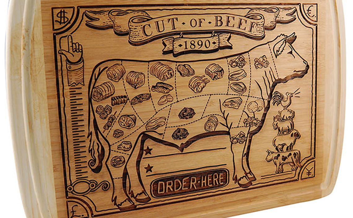 cutting board laser engraved cow